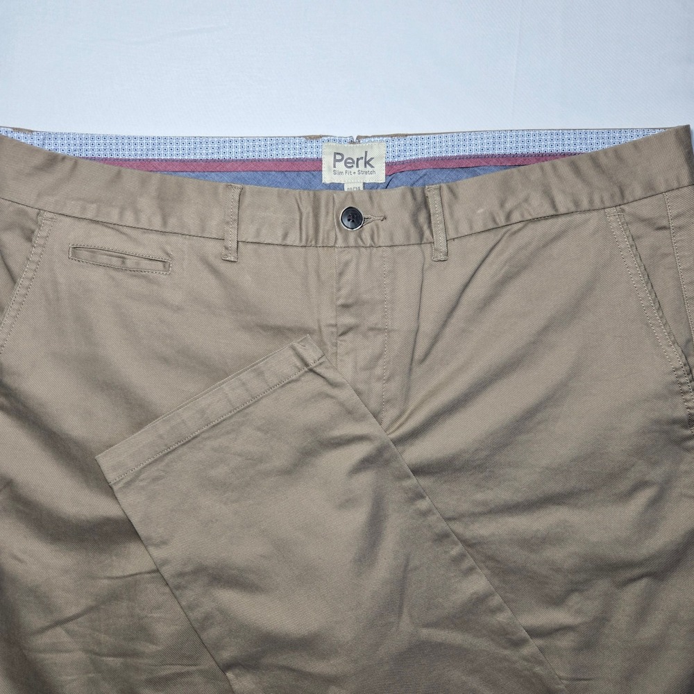 Perk Feel Good Chinos Slim Fit Stretch Mens 40x34 (Fits 33" Inseam) Khaki Pants